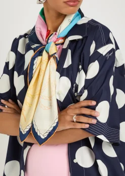 Le Grand Foulard Hippocampe printed silk scarf