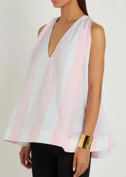 Le Haut Norma striped cotton-poplin top