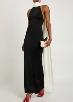 Leia scarf-effect stretch-jersey maxi dress