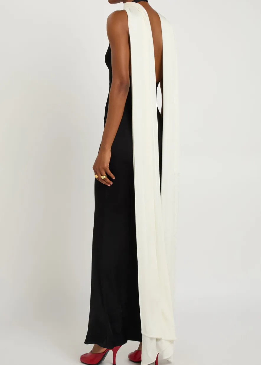 Leia scarf-effect stretch-jersey maxi dress