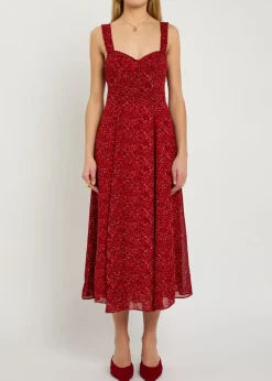 Lela floral-print georgette midi dress