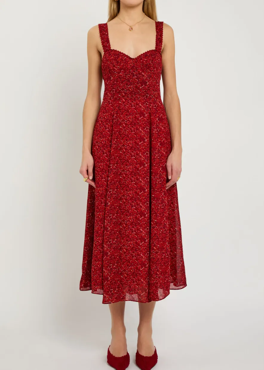 Lela floral-print georgette midi dress