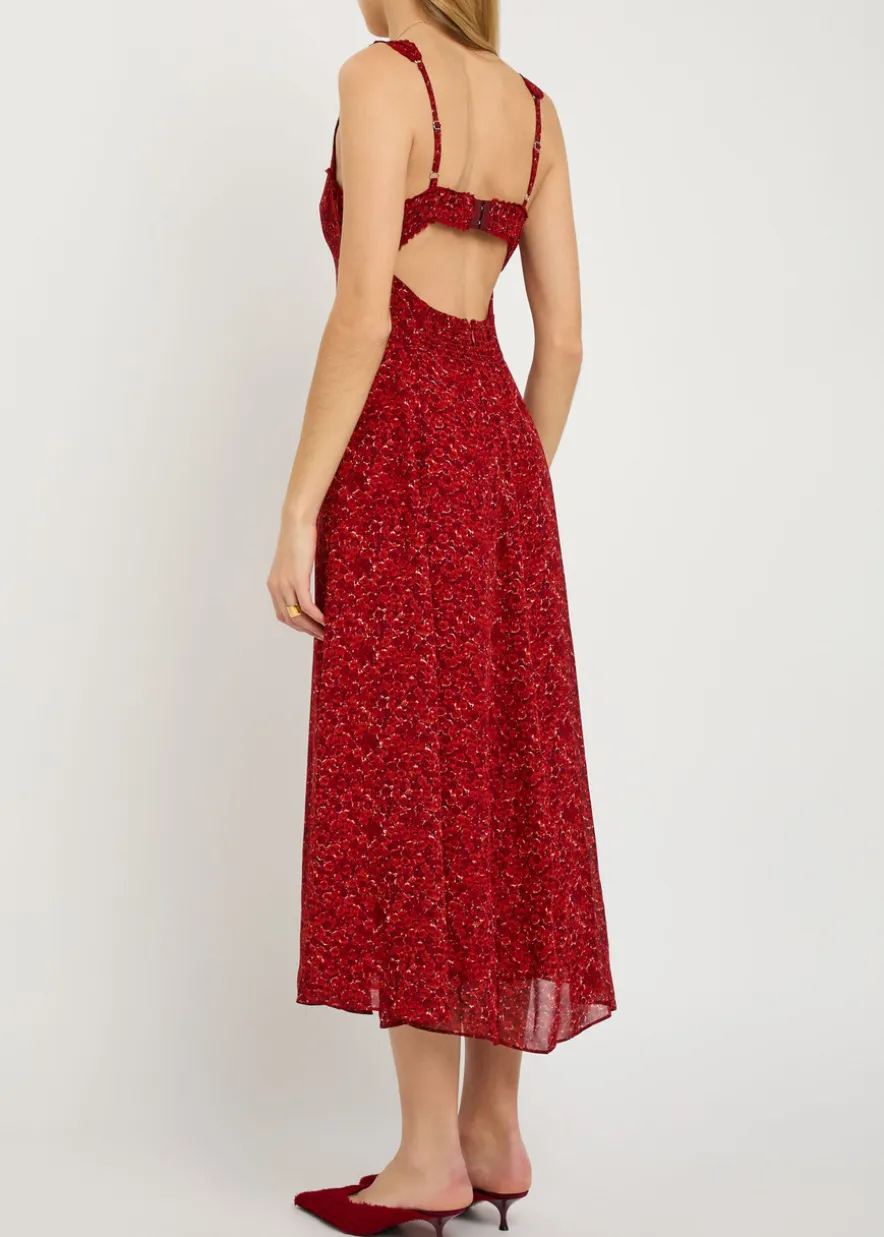 Lela floral-print georgette midi dress