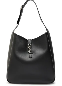 Le 5 à 7 large grained leather shoulder bag