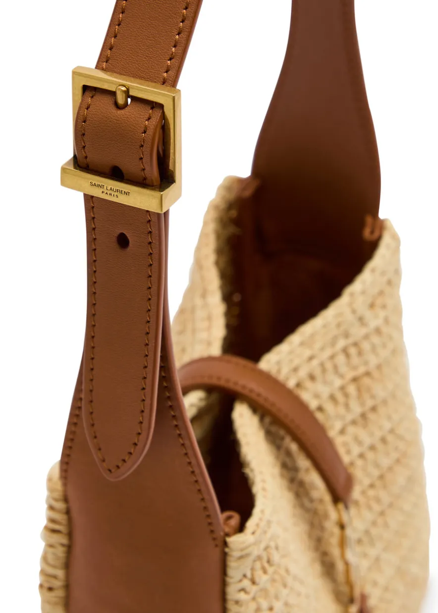 Le 5 à 7 leather and raffia shoulder bag