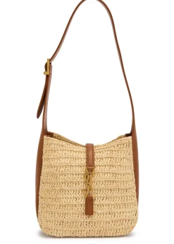 Le 5 à 7 leather and raffia shoulder bag