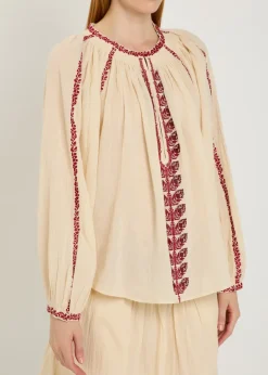 Lena embroidered cotton blouse