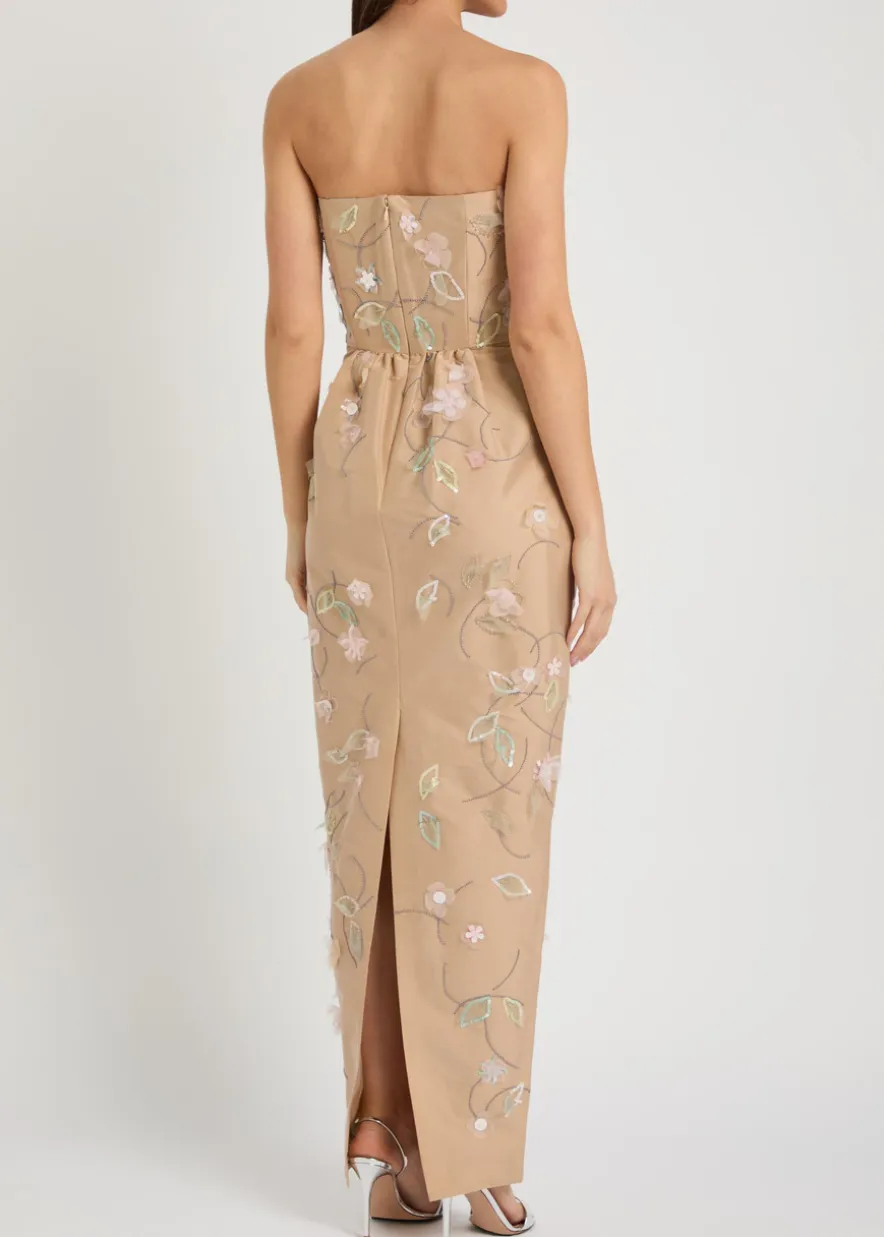 Lena floral bead-embellished maxi dress