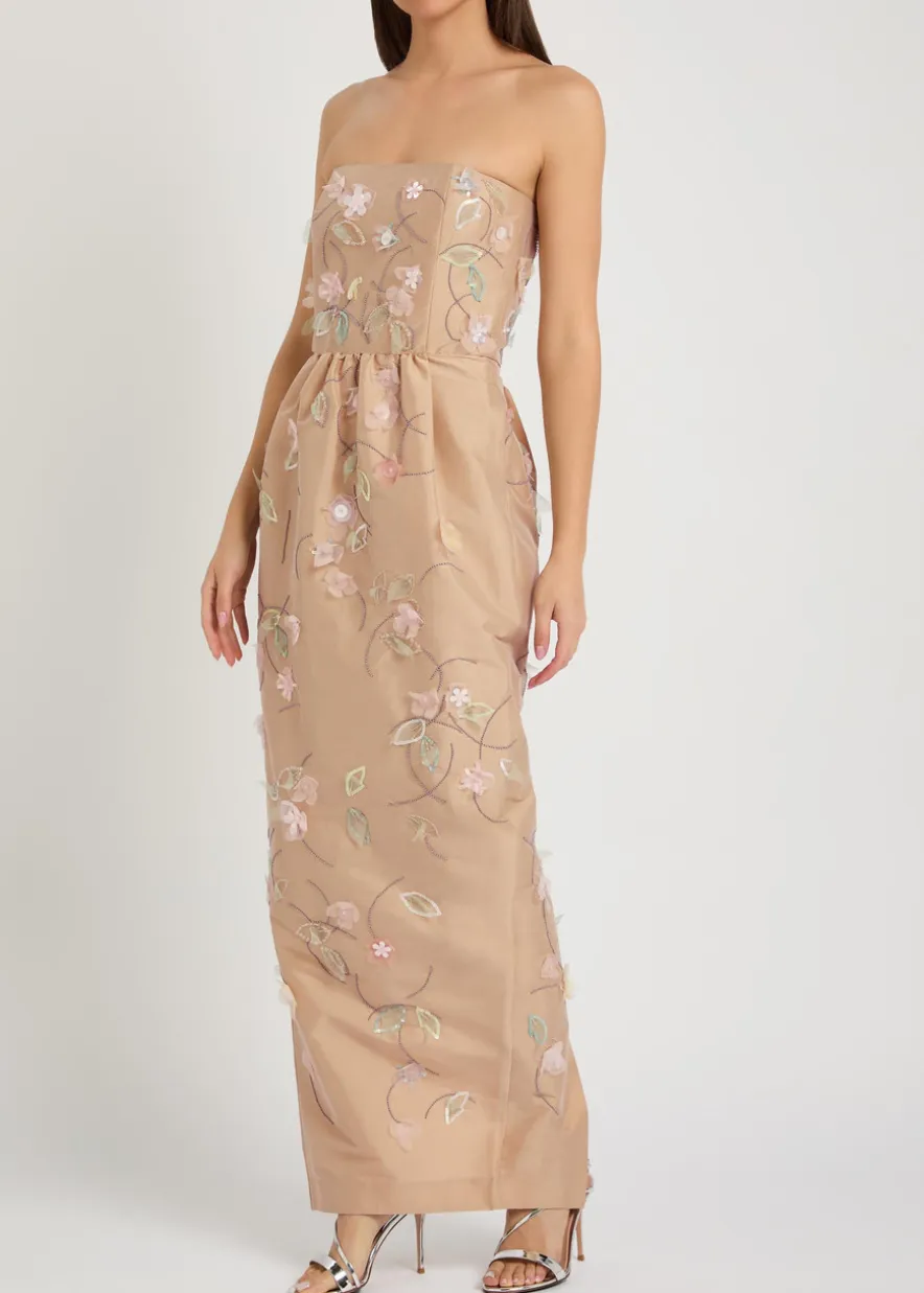Lena floral bead-embellished maxi dress