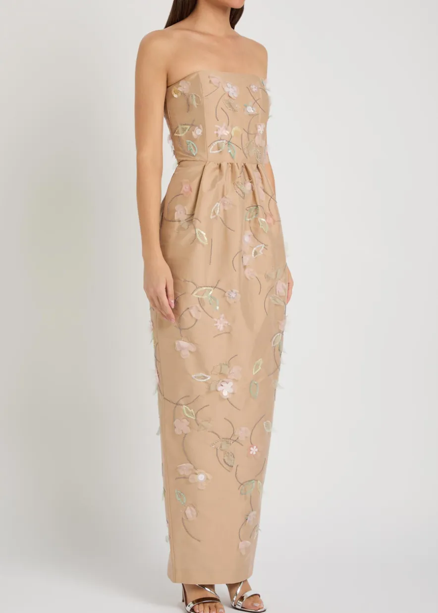 Lena floral bead-embellished maxi dress