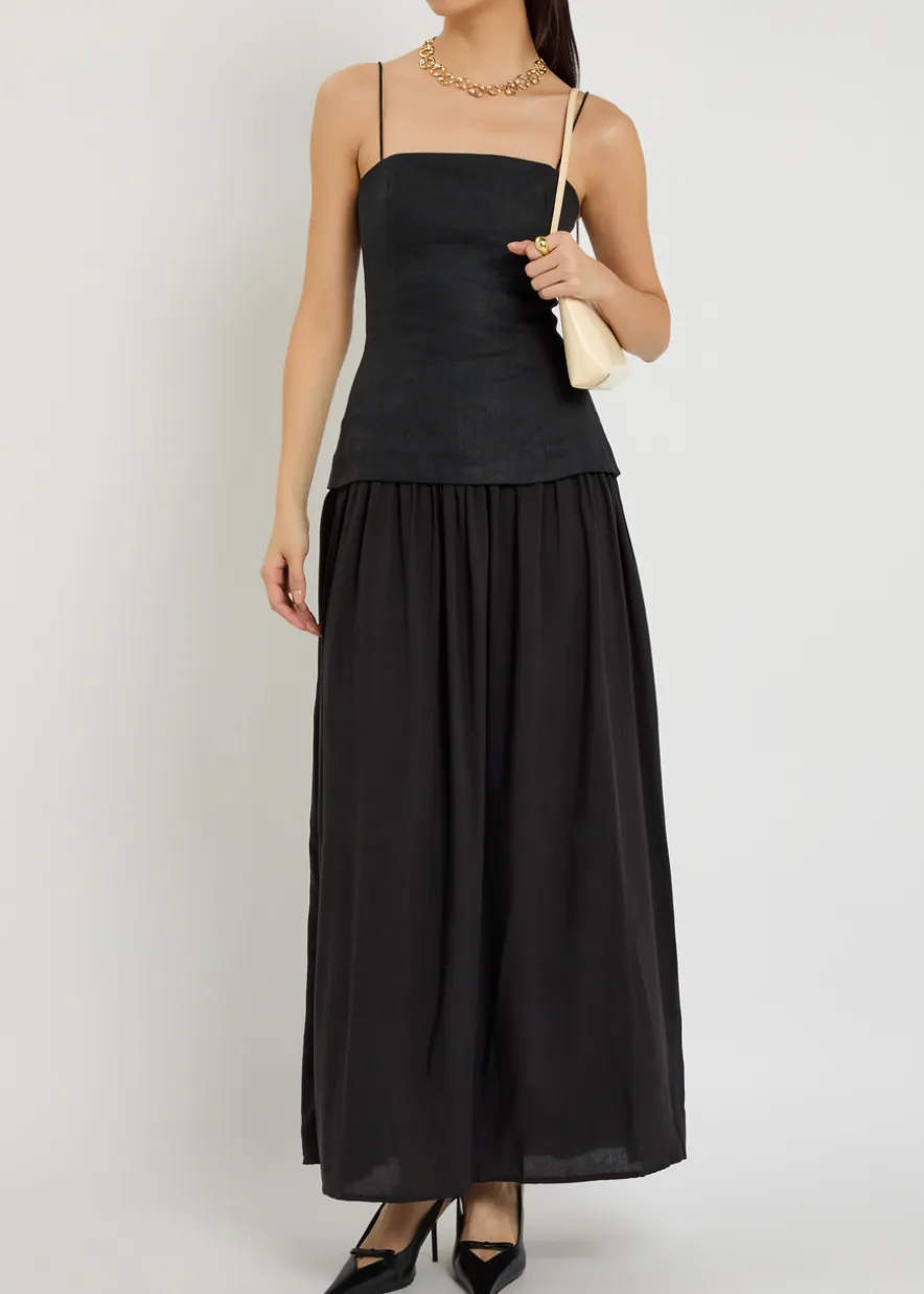 Lenise linen and jersey maxi dress