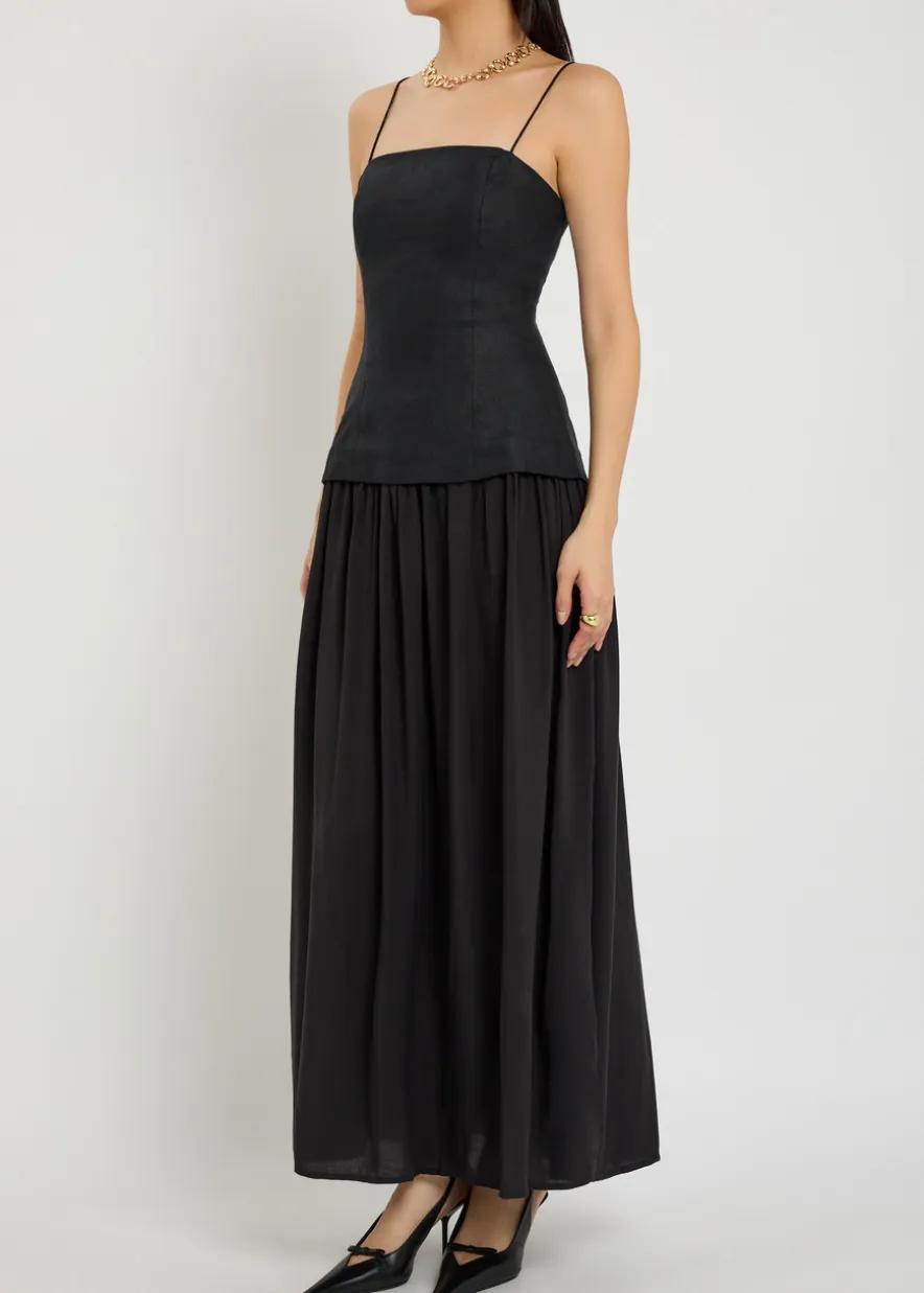 Lenise linen and jersey maxi dress