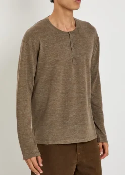 Lenny round-neck wool-blend henley top