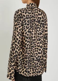 Leopard-print silk blouse