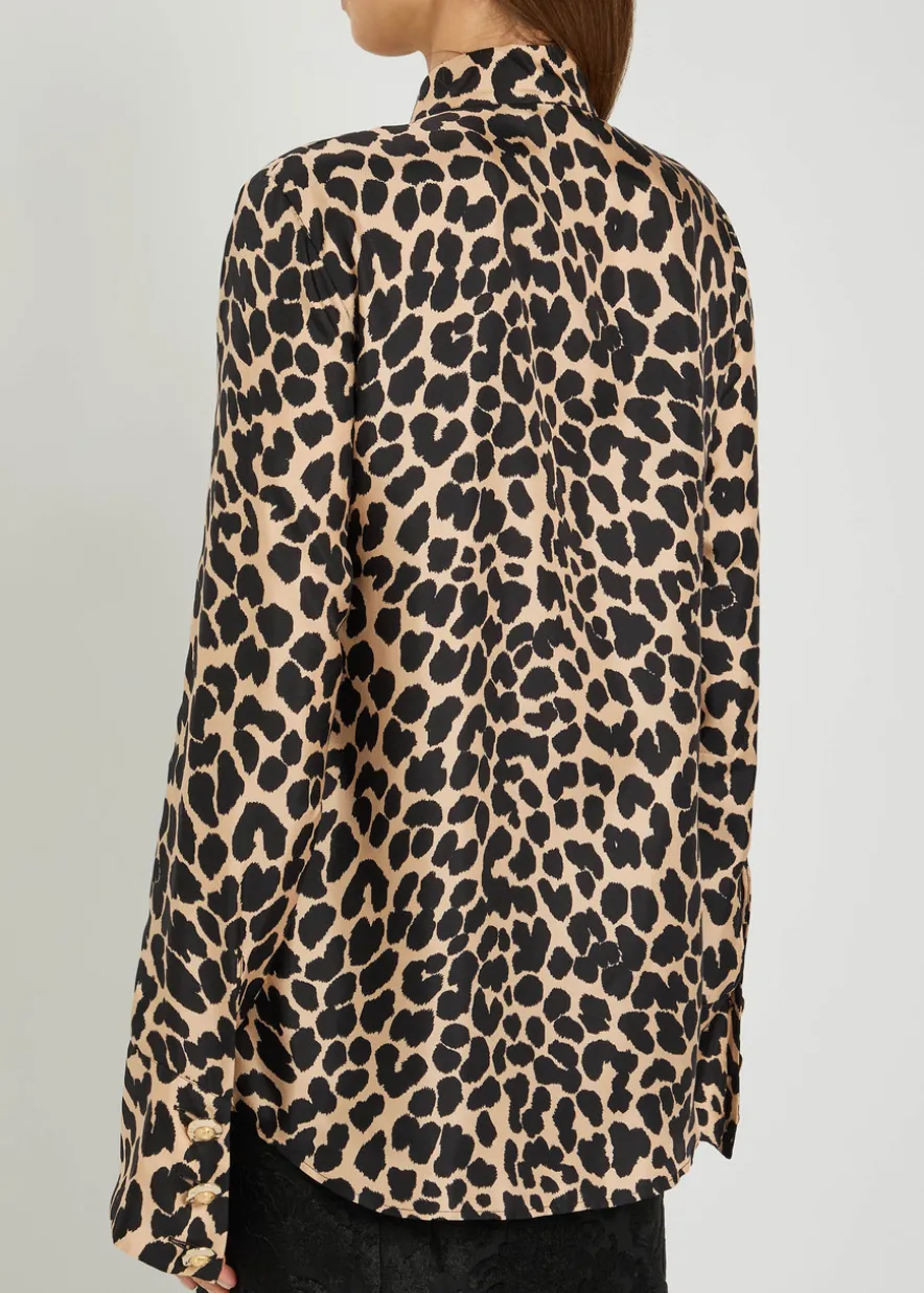 Leopard-print silk blouse