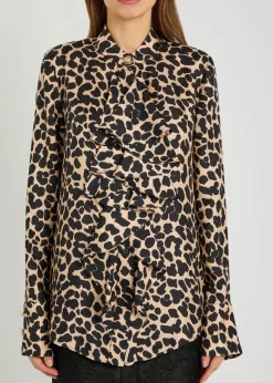 Leopard-print silk blouse
