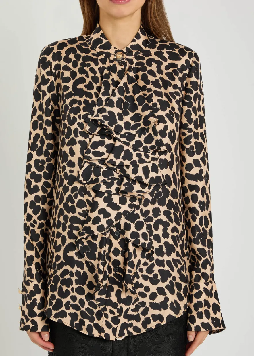 Leopard-print silk blouse