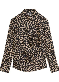 Leopard-print silk blouse