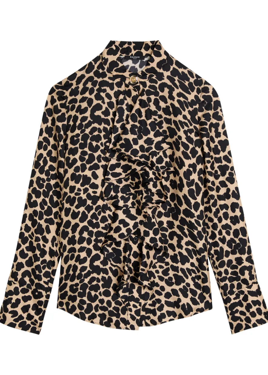 Leopard-print silk blouse
