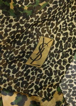 Leopard-print silk scarf