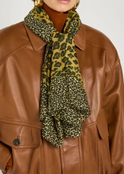 Leopard-print silk scarf