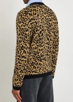 Leopard-print wool cardigan