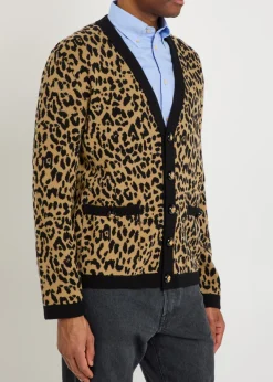 Leopard-print wool cardigan