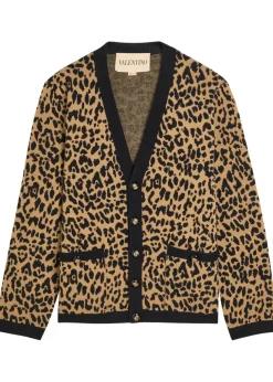 Leopard-print wool cardigan