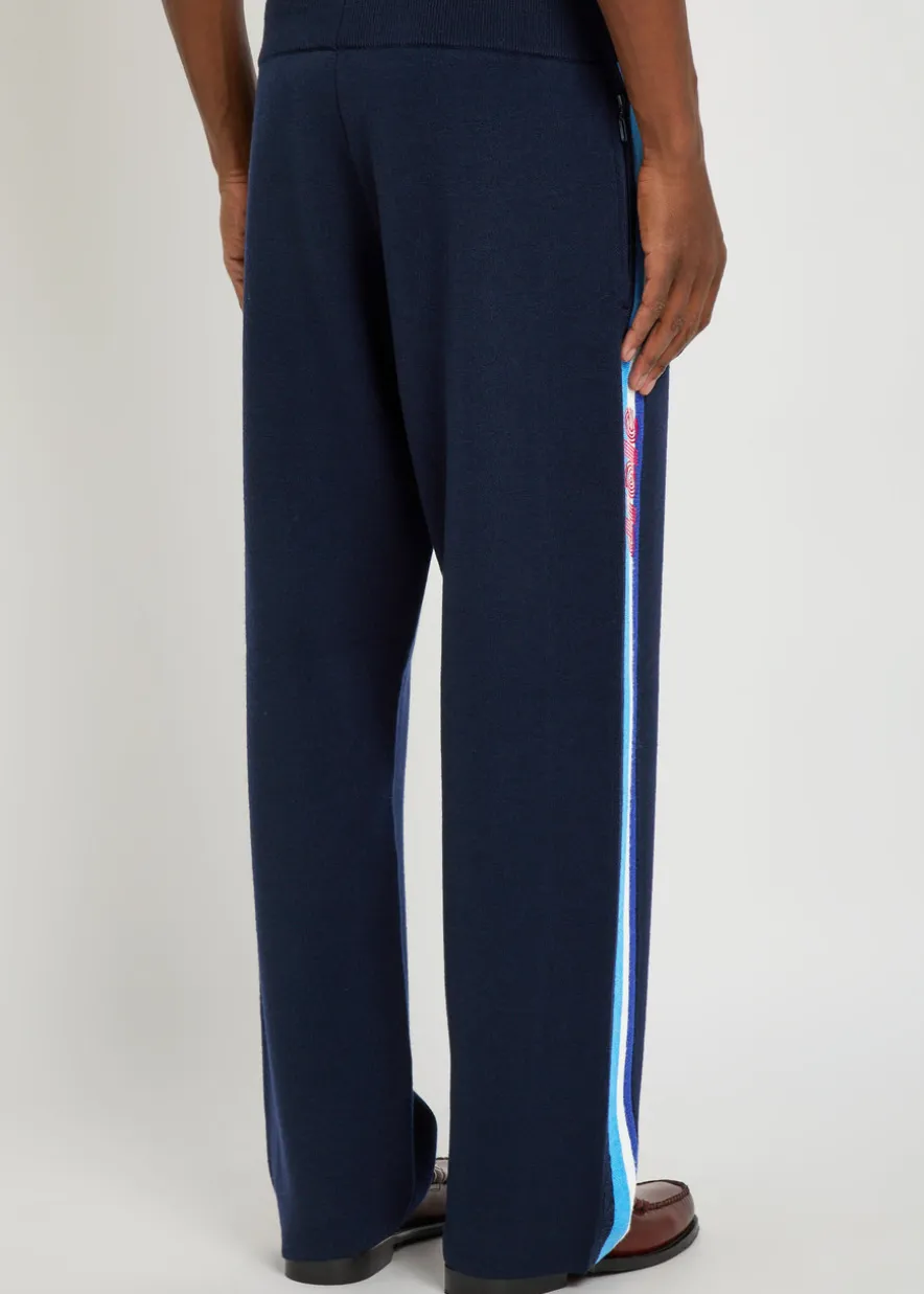 Le Pantalon Maille striped merino wool track pants