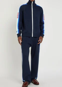 Le Pantalon Maille striped merino wool track pants