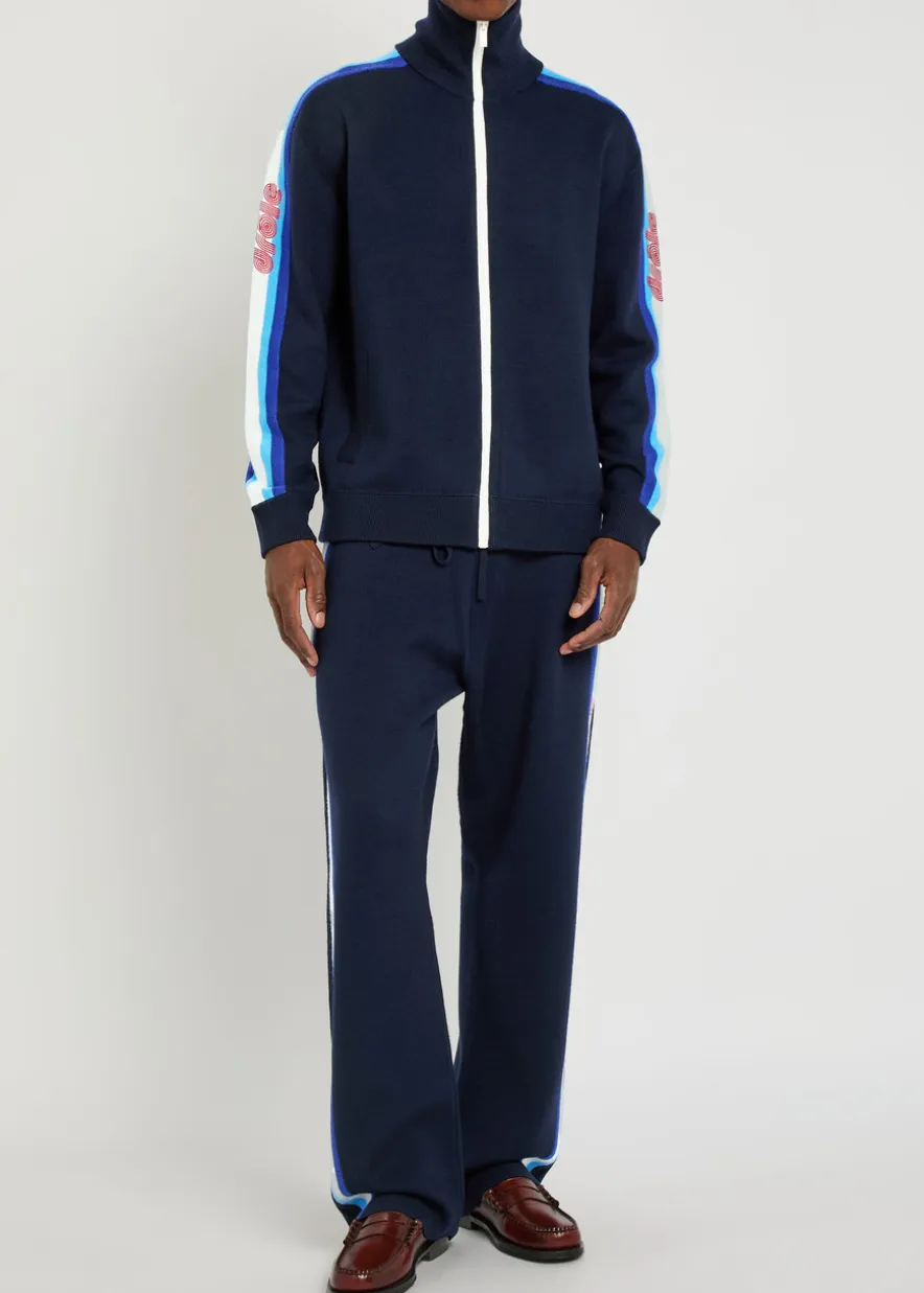 Le Pantalon Maille striped merino wool track pants
