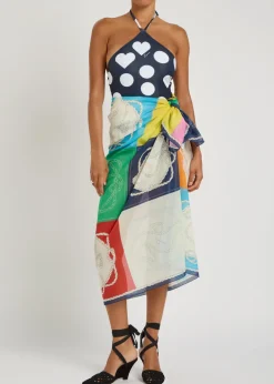 Le Pareo Hippocampe printed cotton and silk-blend sarong