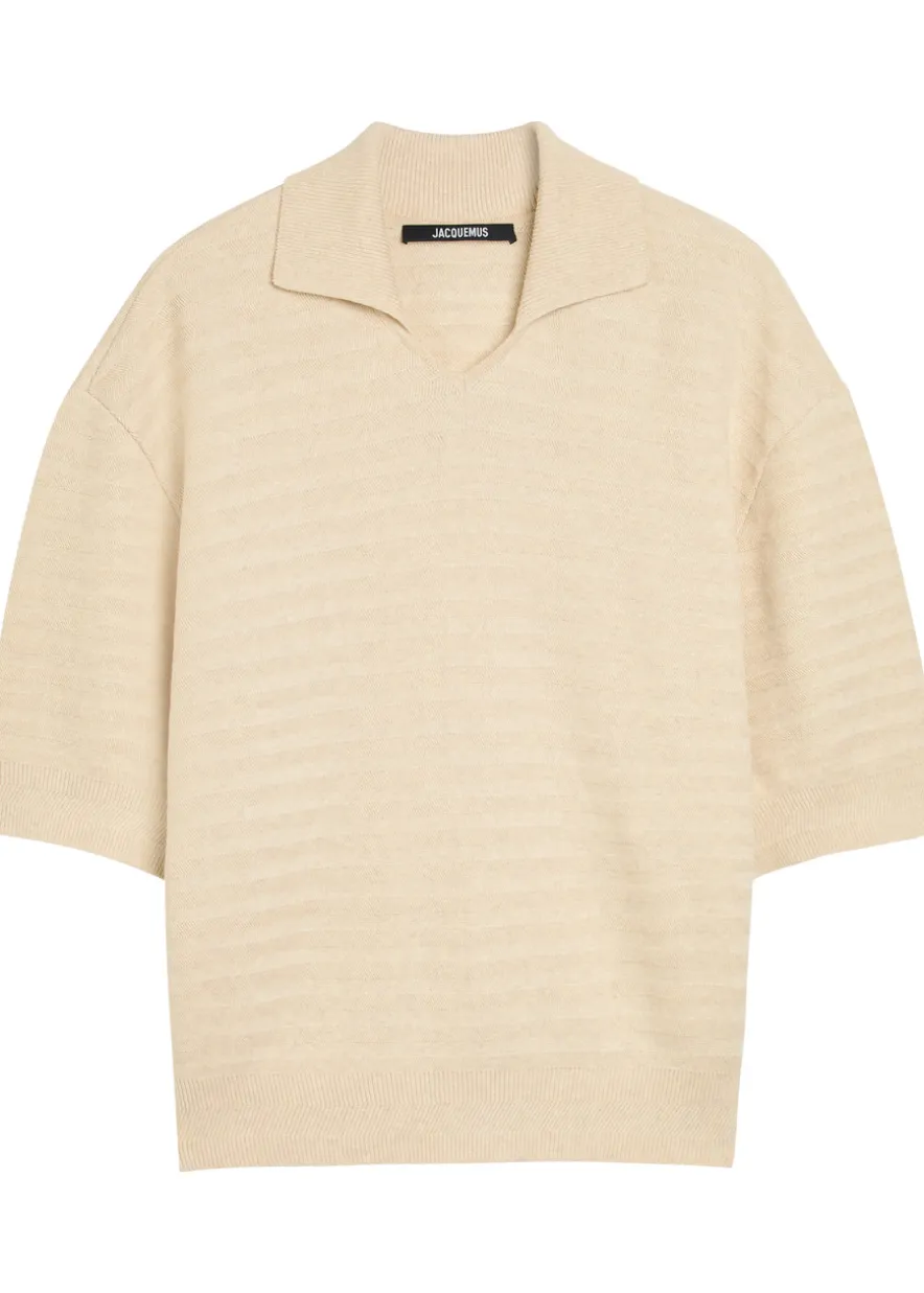 Le Polo Maille striped cotton-blend polo shirt