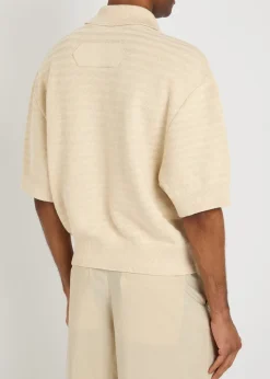 Le Polo Maille striped cotton-blend polo shirt