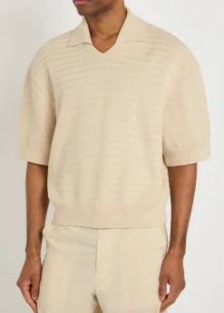 Le Polo Maille striped cotton-blend polo shirt