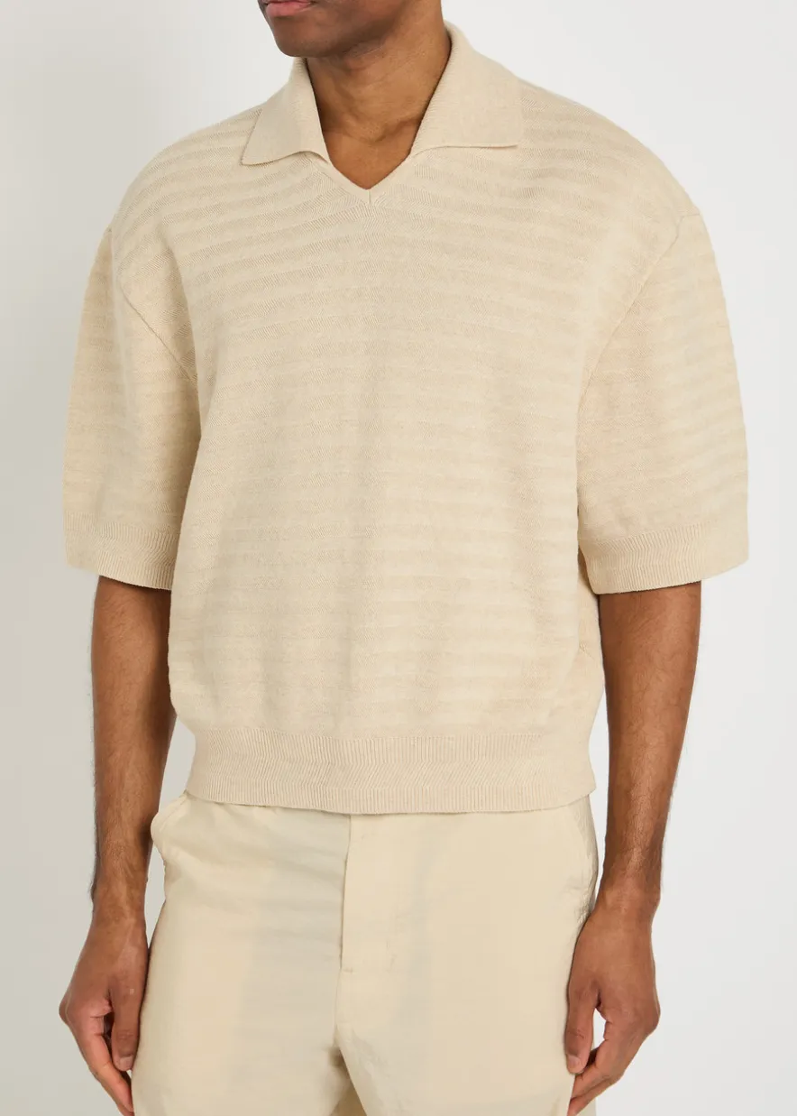 Le Polo Maille striped cotton-blend polo shirt