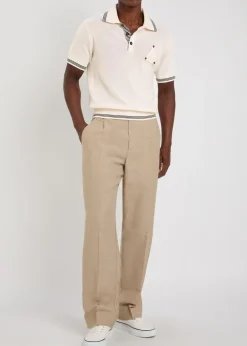 Le Polo Voilier open-knit silk and cotton-blend polo shirt