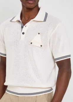 Le Polo Voilier open-knit silk and cotton-blend polo shirt