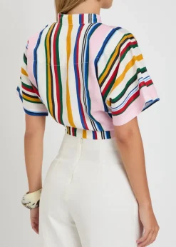 Leroy striped cropped linen top