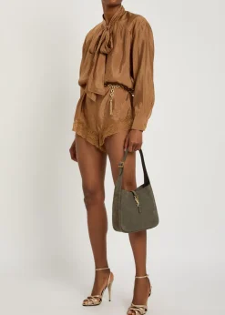 Le 5 á 7 small grained nubuck hobo bag
