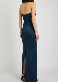 Lessa embellished duchess-satin gown