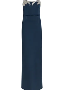 Lessa embellished duchess-satin gown