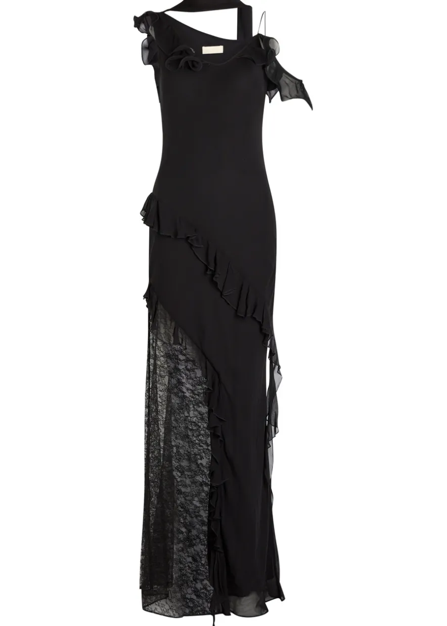 Leste lace-embellished georgette maxi dress