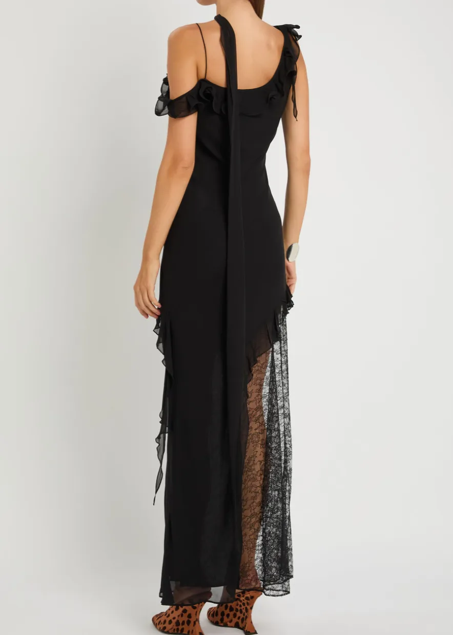 Leste lace-embellished georgette maxi dress