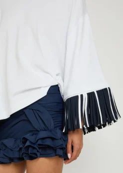 Le T-shirt Cabana fringed long-sleeve cotton T-shirt