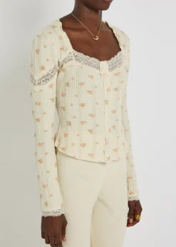 Lets Party Cardi floral-print cotton top