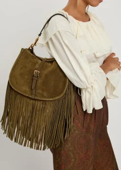 Libra medium leather and suede tote