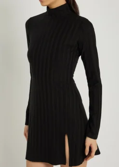 Libra subtle-stripe stretch-jersey mini dress