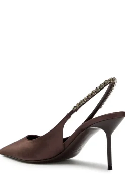 Lidia 70 crystal-embellished satin slingback pumps