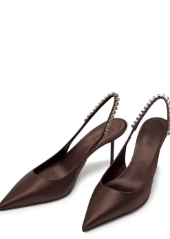 Lidia 70 crystal-embellished satin slingback pumps
